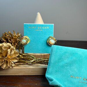 Kurt Geiger London Signature Southbank Rhinestone & Opal Hoop Earrings